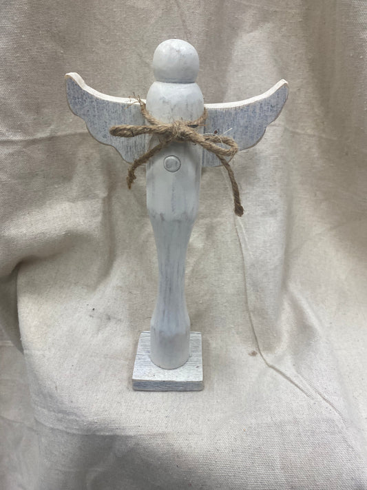 12” Rustic White Wood Wing Angel